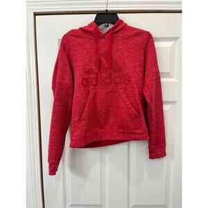 Adidas Women’s Athletic Pullover Hoodie, Heathered Carmine Red/Pink Size S